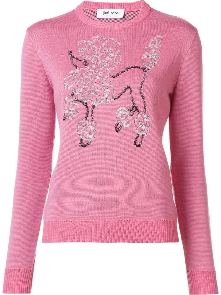 Jimi Roos Poodle Embroidered Jumper, Women's, Size: Small, Pink/purple, Cotton/virgin Wool