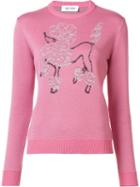 Jimi Roos Poodle Embroidered Jumper, Women's, Size: Small, Pink/purple, Cotton/virgin Wool
