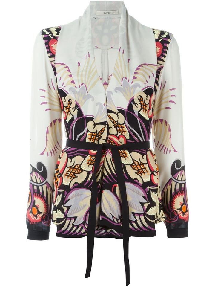 Etro Printed Shawl Collar Blouse