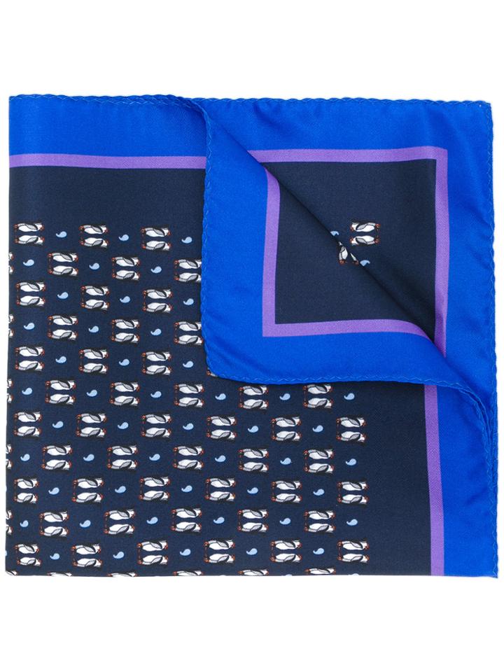 Etro Penguin Print Bow Tie - Blue