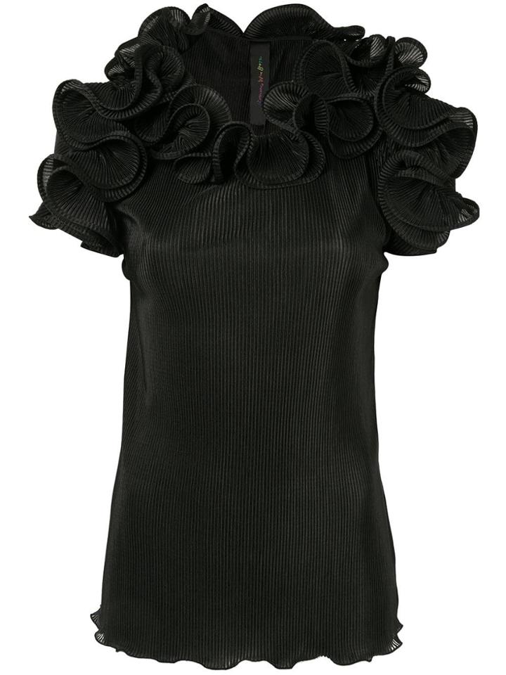 Romance Was Born Bloom Pleated Top - Black