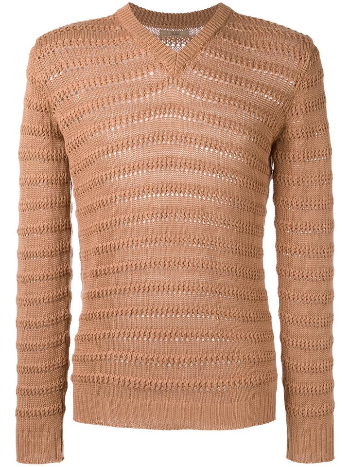 Nuur Ribbed Trim Jumper, Men's, Size: 46, Nude/neutrals, Cotton
