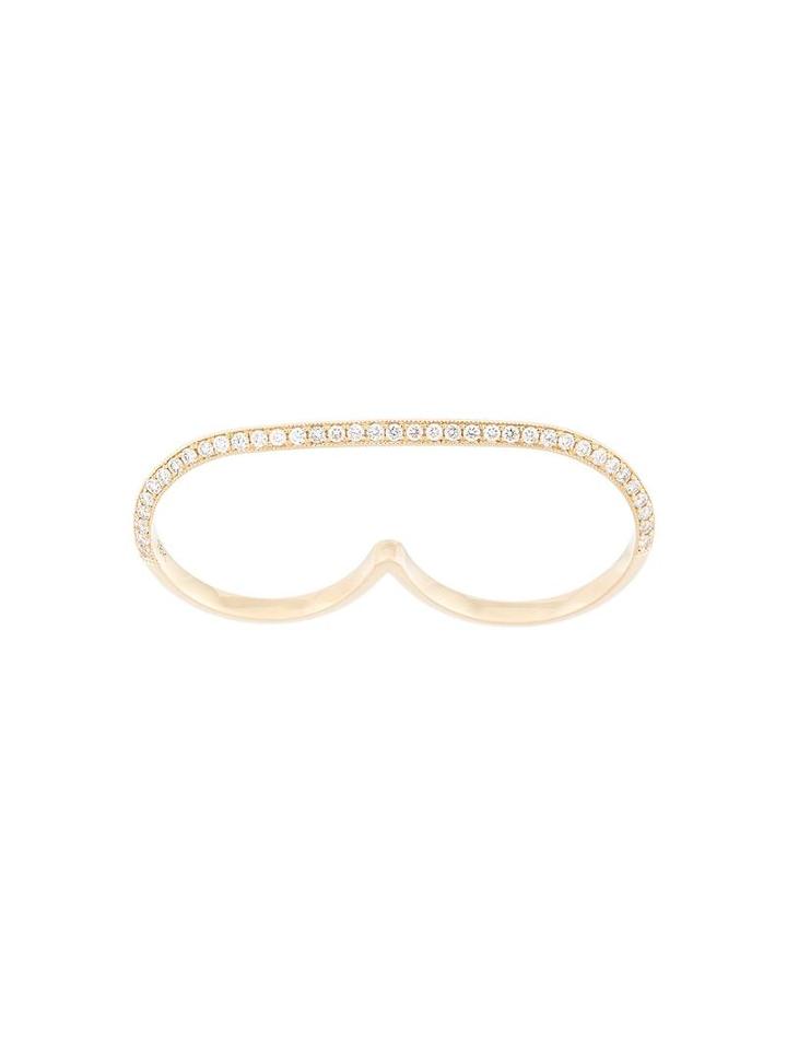 Lizzie Mandler Fine Jewelry 18k Gold And Diamond 'double Finger' Ring, Women's, Size: 6, Metallic