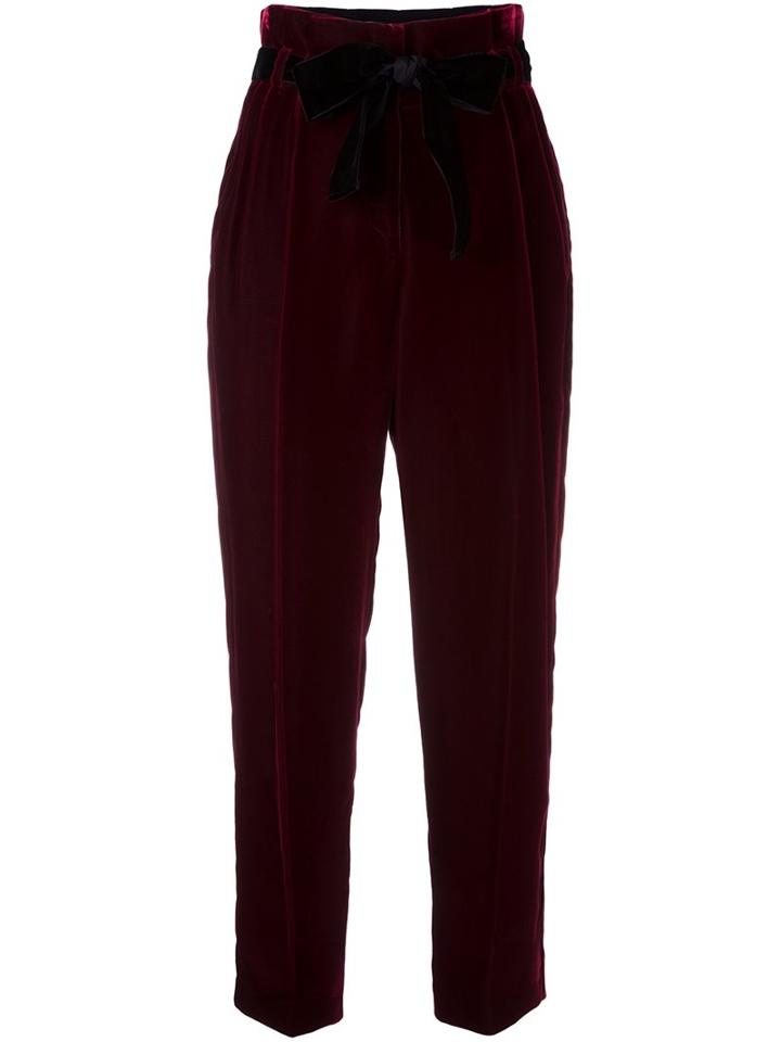 Philosophy Di Lorenzo Serafini Bow Detail High-waisted Trousers, Women's, Size: 44, Red, Acetate/rayon