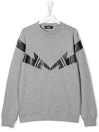 Neil Barrett Kids Teen Thunderbolt Print Sweatshirt - Grey