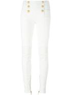 Balmain Button Placket Skinny Jeans - White