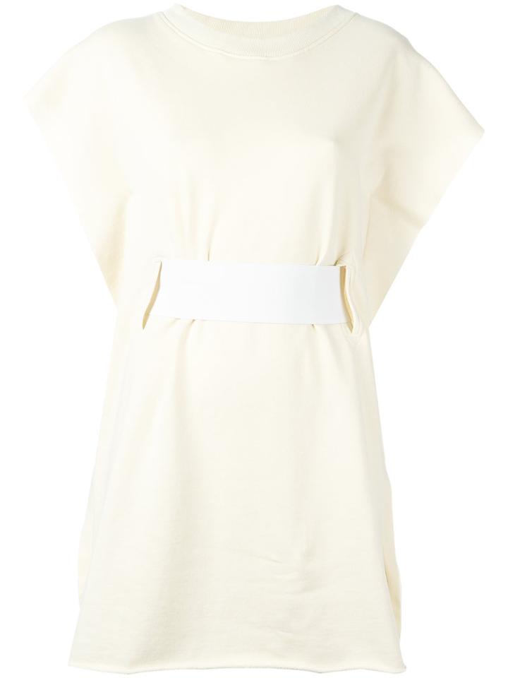 Mm6 Maison Margiela Large Belt Short Dress, Women's, Size: Small, White, Cotton/spandex/elastane