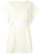 Mm6 Maison Margiela Large Belt Short Dress, Women's, Size: Small, White, Cotton/spandex/elastane