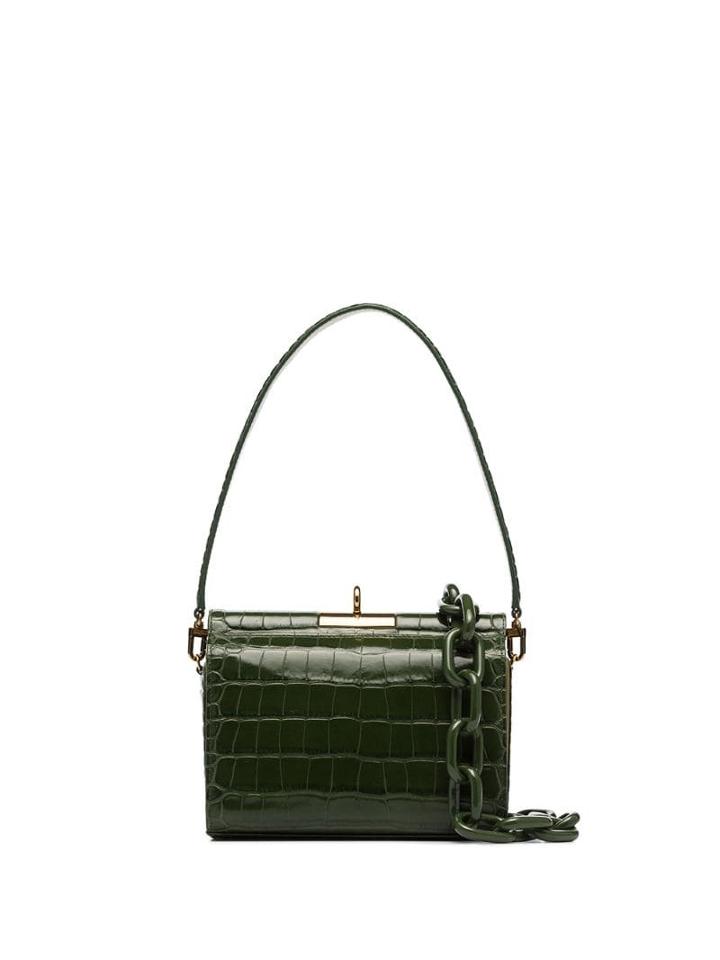 Gu De Gemma Croc-effect Shoulder Bag - Green