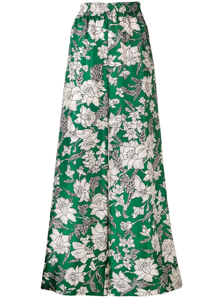 La Doublej Floral Palazzo Trousers - Green