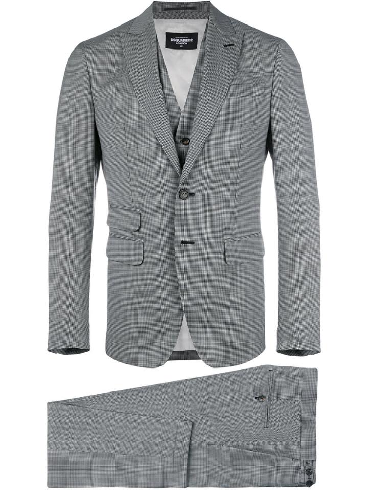 Dsquared2 London Three-piece Checked Suit - Grey