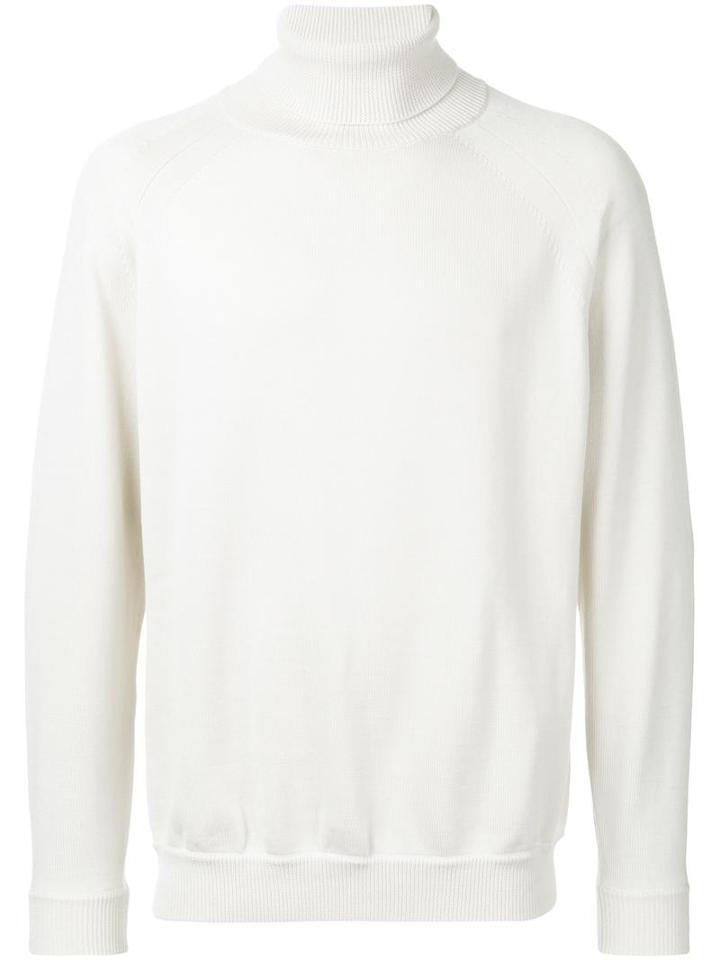 H Beauty & Youth. Ribbed Roll Neck Jumper, Men's, Size: Small, White, Wool