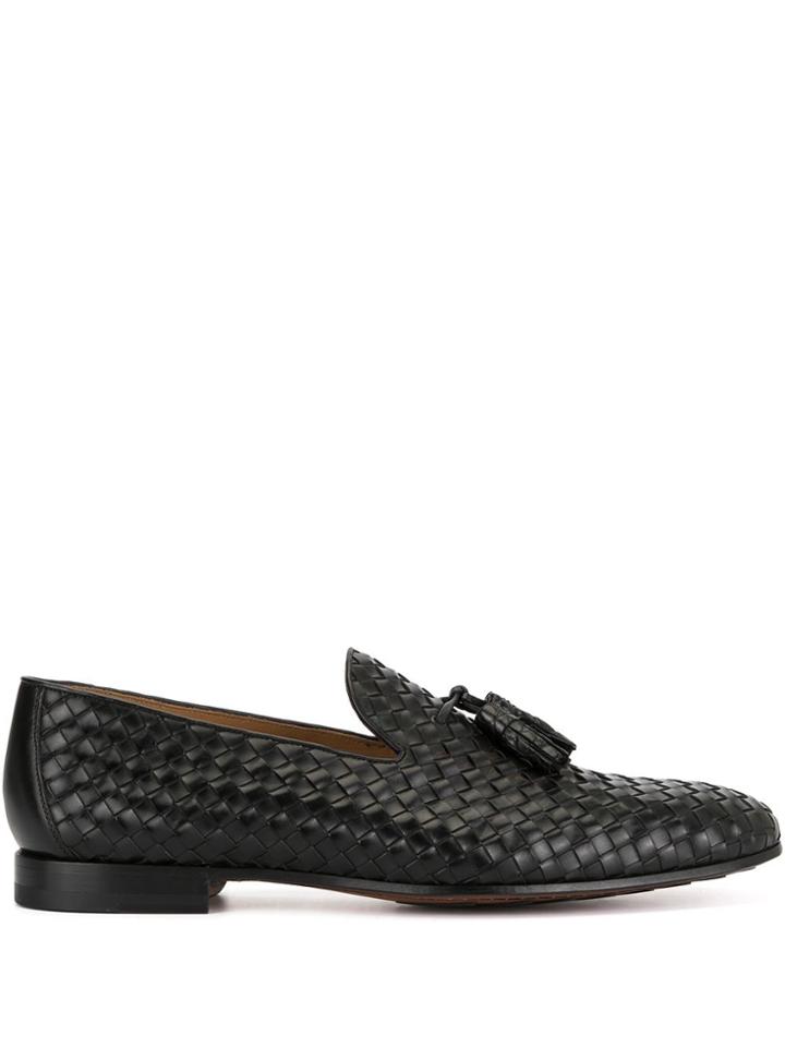 Magnanni Woven-effect Loafers - Black