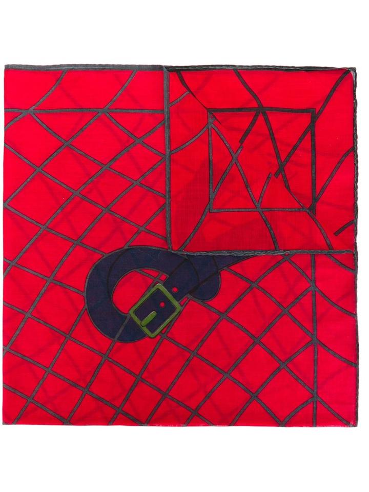Roberta Di Camerino Vintage Buckle Print Square Pocket, Adult Unisex, Red