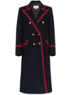 Gucci Contrast Trim Double-breasted Military Coat - Blue
