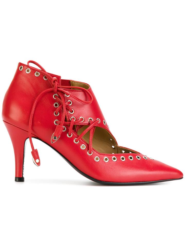 Toga Pulla Lace-up Eyelet Pumps - Red