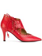 Toga Pulla Lace-up Eyelet Pumps - Red