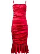 Dolce & Gabbana Ruched Dress, Women's, Size: 44, Red, Silk/spandex/elastane/cotton