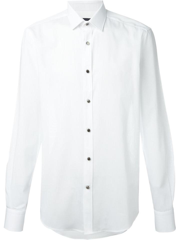 Lanvin Striped Shirt, Men's, Size: 38, White, Cotton