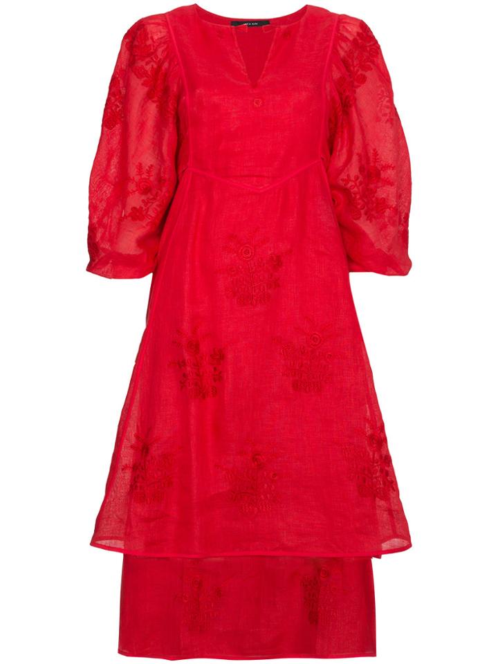 Vita Kin Happy Flowers Linen Dress - Red