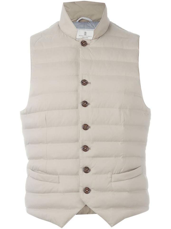 Brunello Cucinelli Padded Gilet, Men's, Size: M, Nude/neutrals, Goose Down/nylon/polyamide