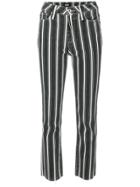 Paige Striped Cropped Trousers - Black