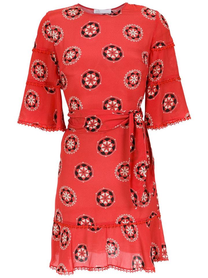 Nk Printed Silk Dress - Red