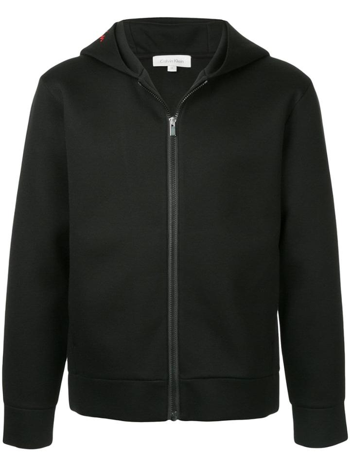 Ck Calvin Klein Sculpted Double Face Hooded Track Jacket - Black