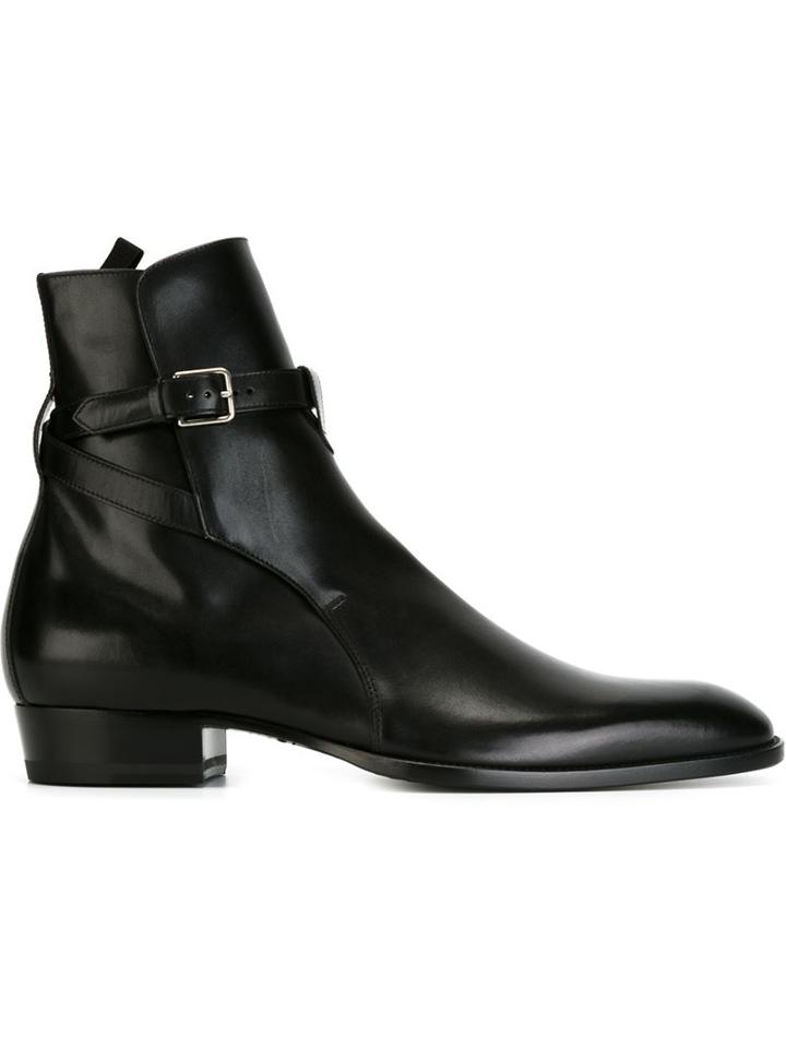 Saint Laurent Hedi Ankle Boots, Men's, Size: 43, Black, Calf Leather/leather