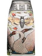 Gucci Illustration Print Midi Skirt - Black