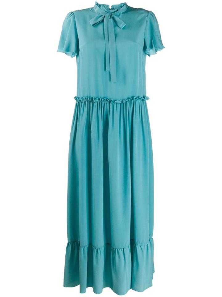 Red Valentino Ruffle Detail Long Dress - Blue