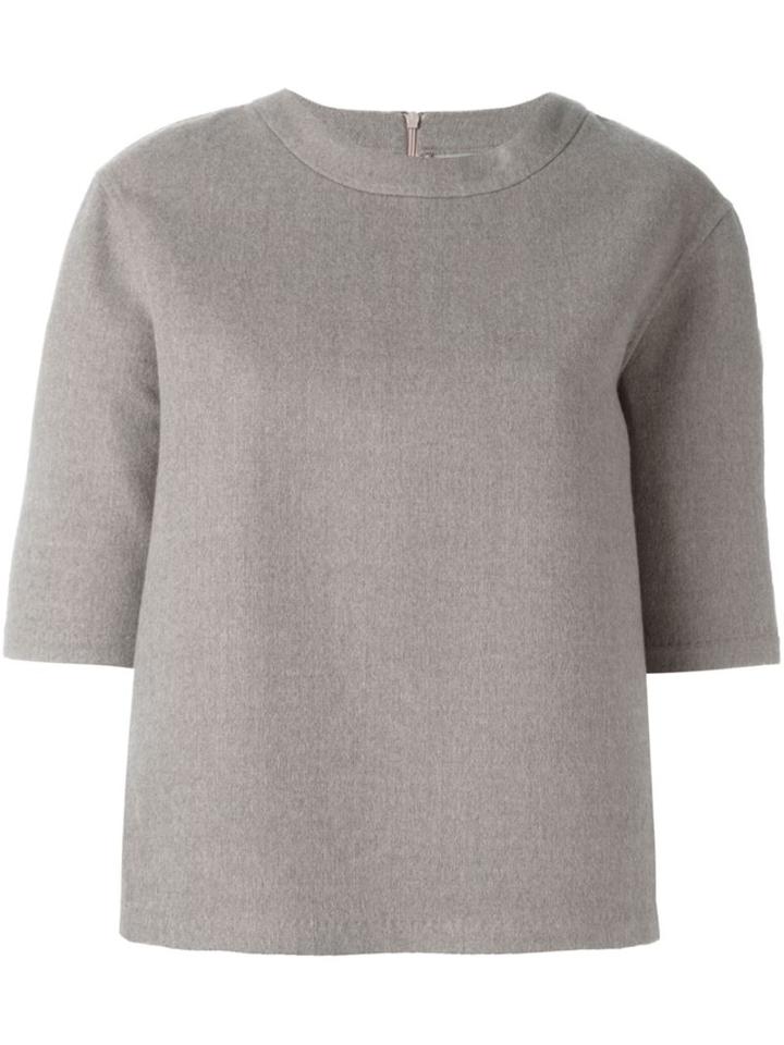 Eleventy Boxy Knitted Top, Women's, Size: 46, Grey, Virgin Wool