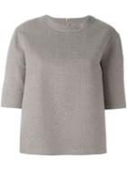 Eleventy Boxy Knitted Top, Women's, Size: 46, Grey, Virgin Wool
