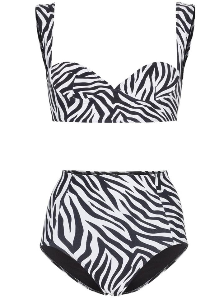 Leslie Amon Kirsten Zebra Print Bikini - Black