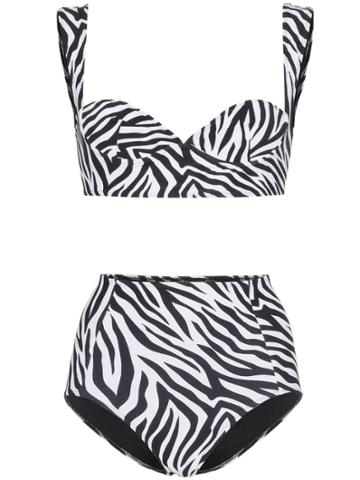 Leslie Amon Kirsten Zebra Print Bikini - Black