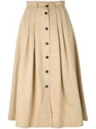 Incotex Buttoned Full Skirt, Women's, Size: 40, Nude/neutrals, Cotton/ramie