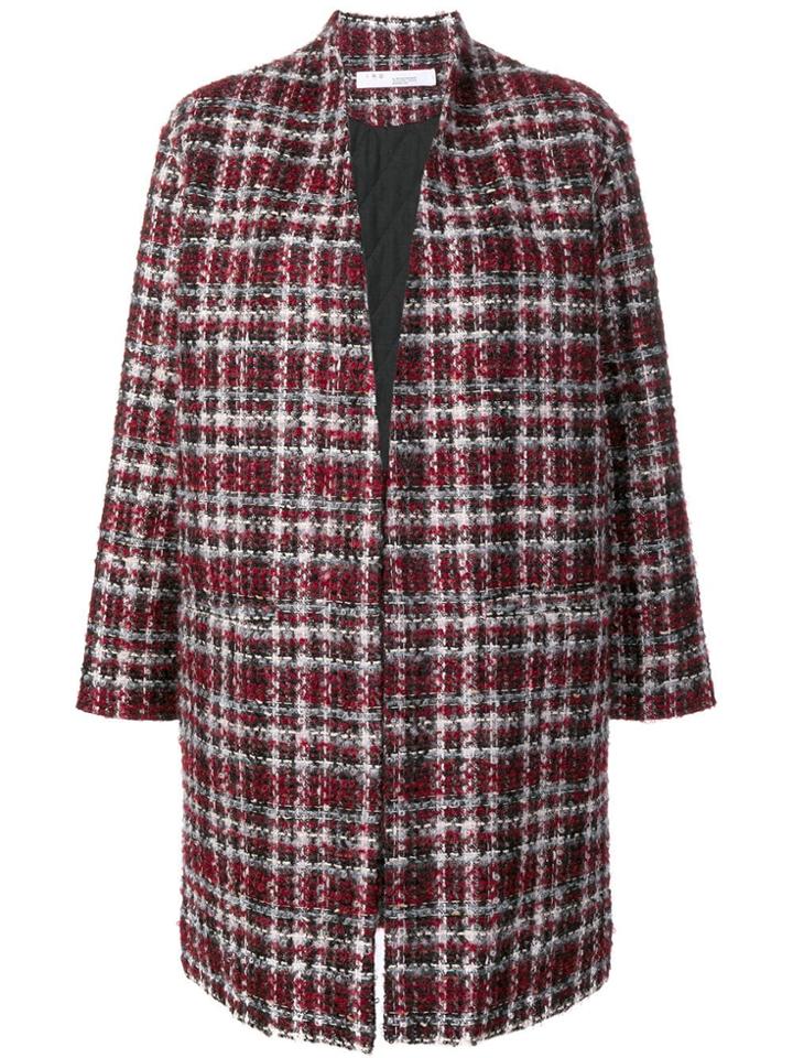 Iro Checked Oversized Coat - Red