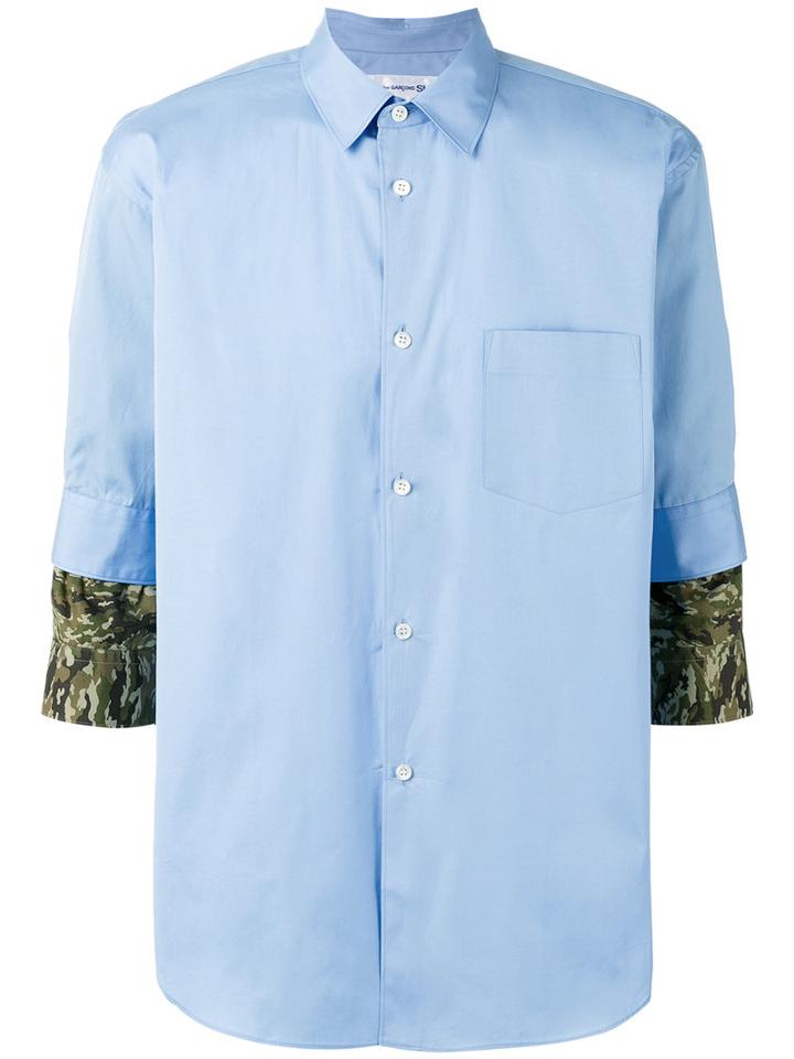 Comme Des Garçons Shirt Camouflage Detail Shirt, Men's, Size: Small, Blue, Cotton