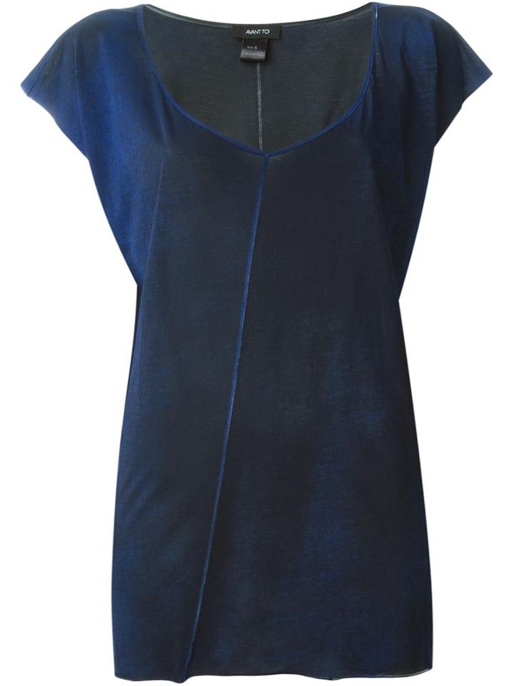 Avant Toi Seam Detail T-shirt, Women's, Size: Xs, Blue, Cotton