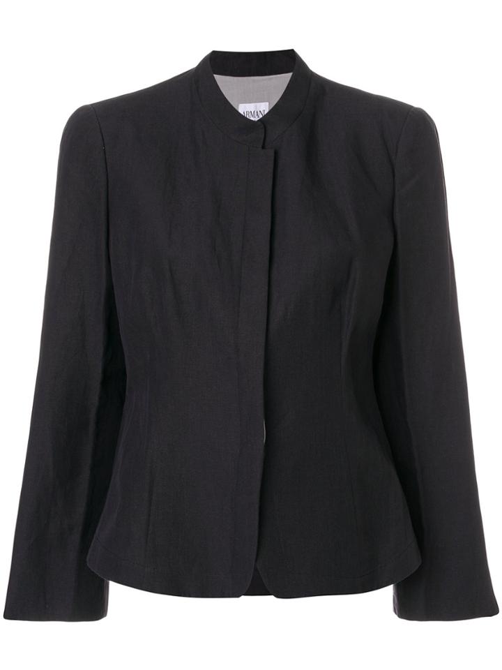 Armani Collezioni Band Collar Jacket - Grey