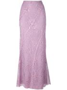 Alberta Ferretti - Embroidered Skirt - Women - Viscose/polyamide/acetate/other Fibers - 42, Pink/purple, Viscose/polyamide/acetate/other Fibers