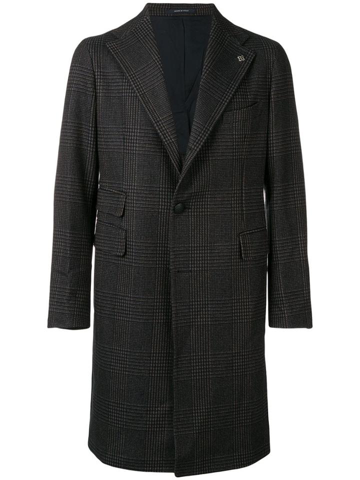 Tagliatore Checked Single Breasted Coat - Brown