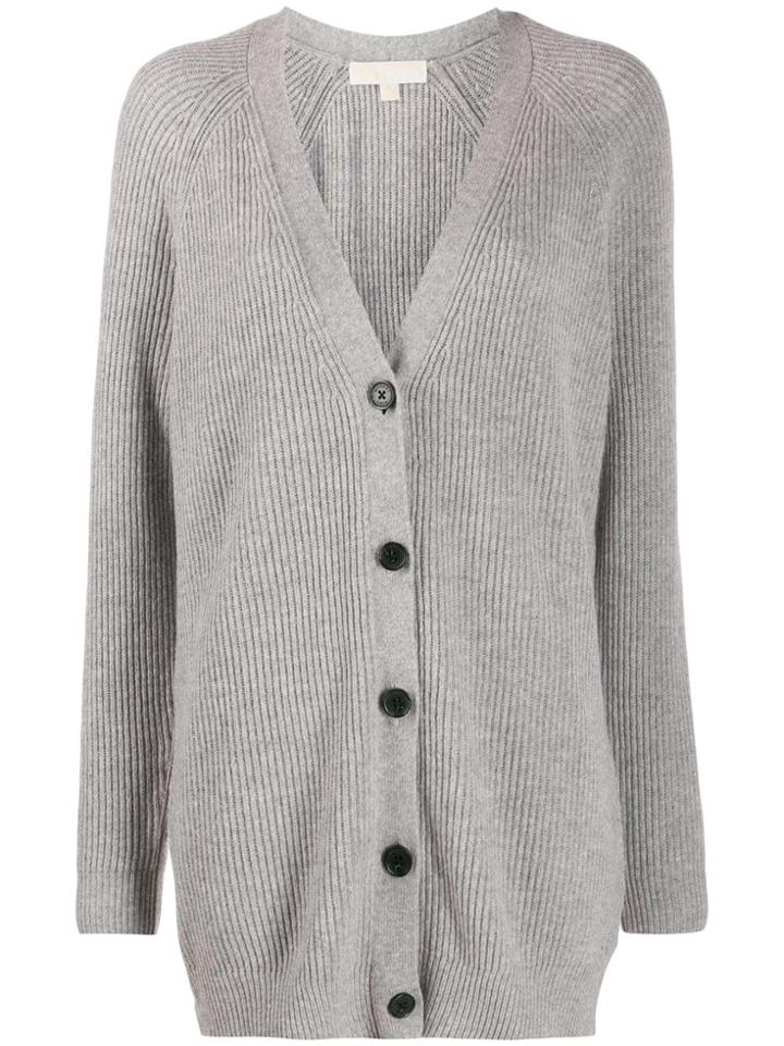 Michael Michael Kors Ribbed V Cardigan - Grey