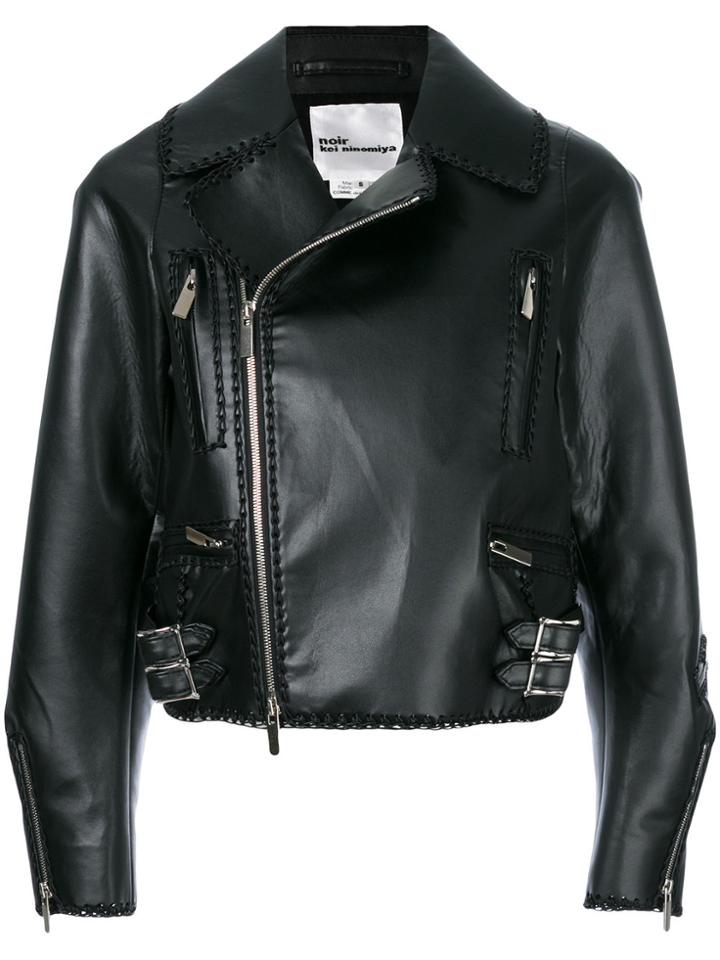 Comme Des Garçons Noir Kei Ninomiya Cropped Laced Hem Biker Jacket -