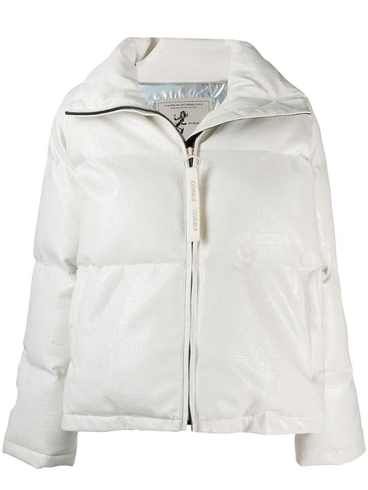 Pinko Crocodile Embossed Padded Jacket - White