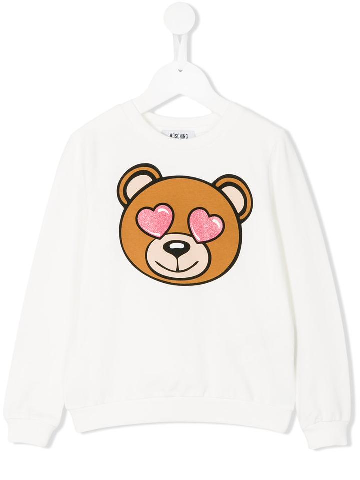 Moschino Kids - Heart Eyes Teddy Sweatshirt - Kids - Cotton/elastodiene - 4 Yrs, White
