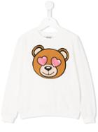 Moschino Kids - Heart Eyes Teddy Sweatshirt - Kids - Cotton/elastodiene - 4 Yrs, White
