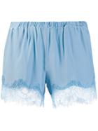 Gold Hawk Lace Trim Shorts - Blue