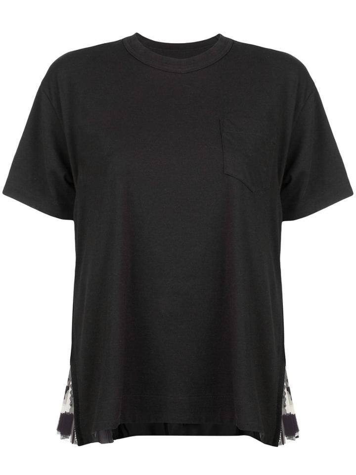Sacai Pleated Side Detail T-shirt - Black