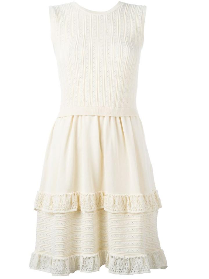 Red Valentino Layered Lace Hem Dress, Women's, Size: Small, Nude/neutrals, Cotton/polyamide